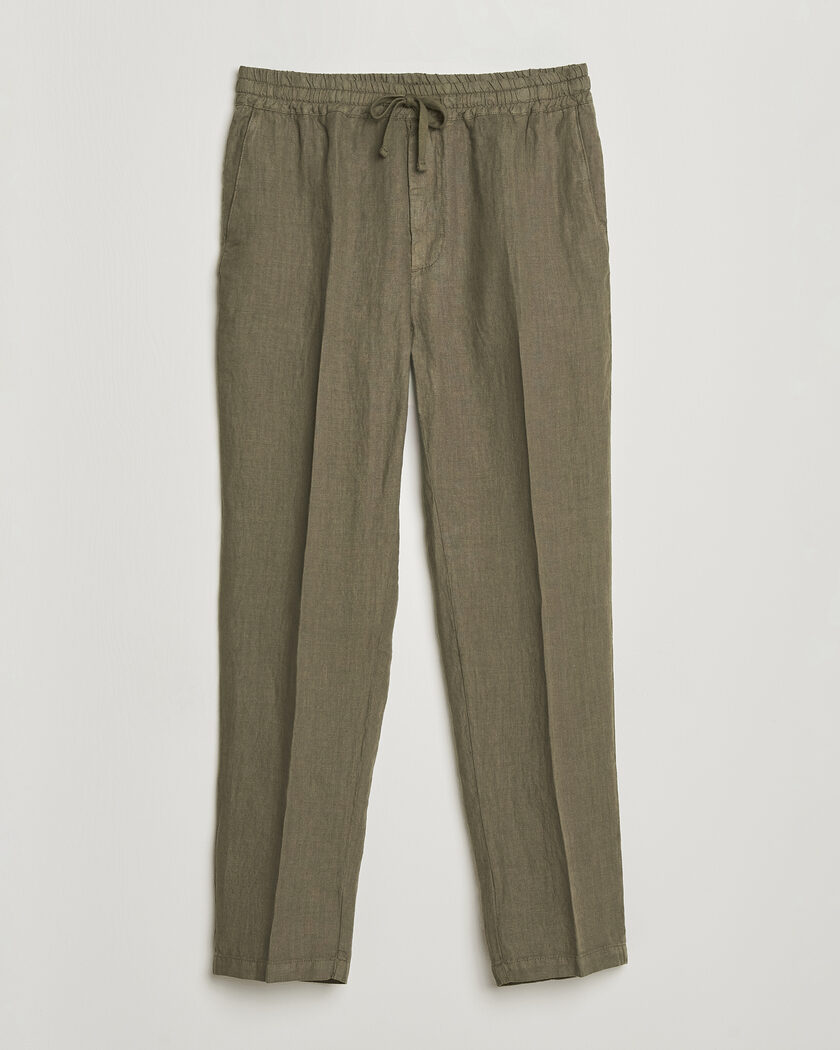 Incotex Regular Fit Cotton/Linen Drill Trousers Military at