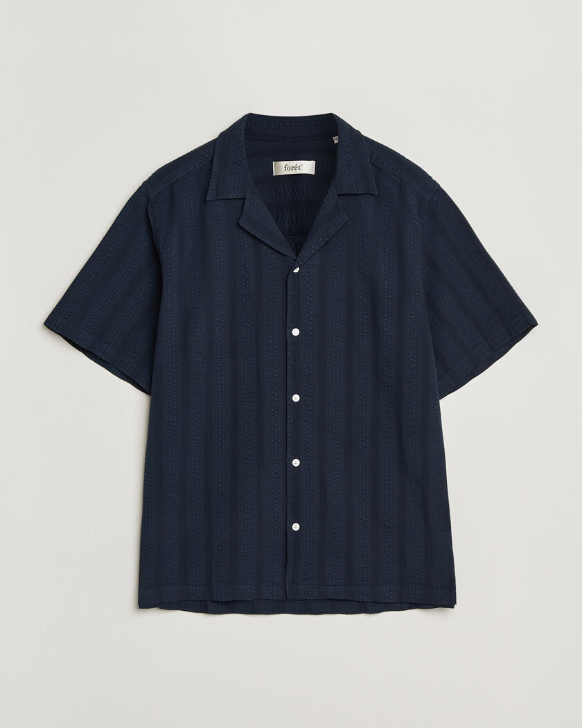 Forét Peer Jacquard Stripe Regular Fit SS Shirt Navy – Blue