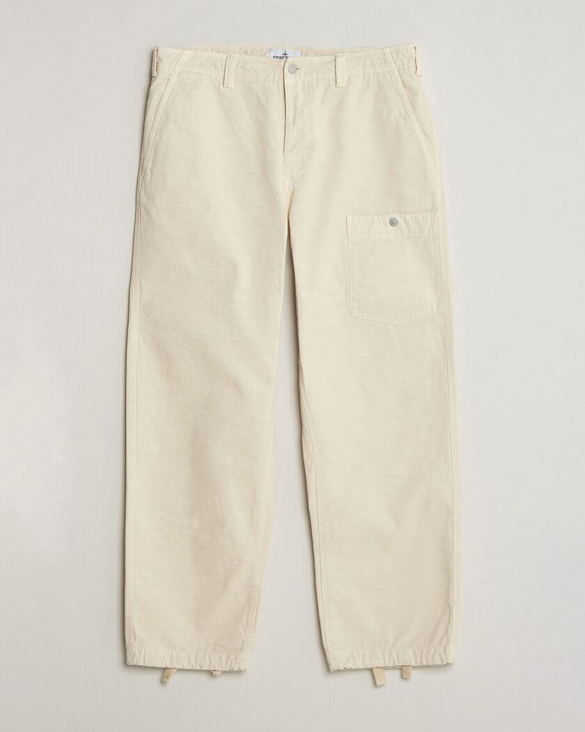 Stone Island Marina Cotton Twill Trousers Ivory – White