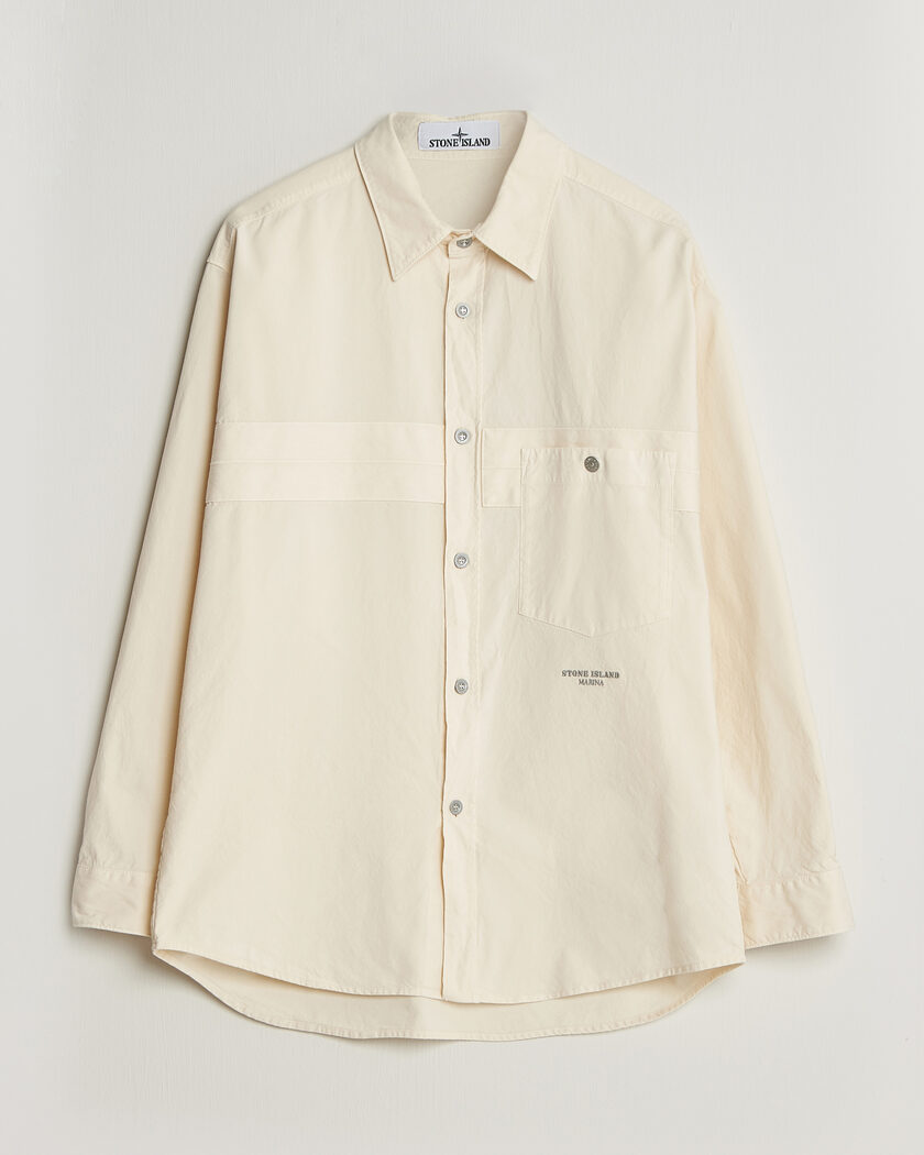 Stone Island Marina Cotton Panama Weave Overshirt Ivory – White
