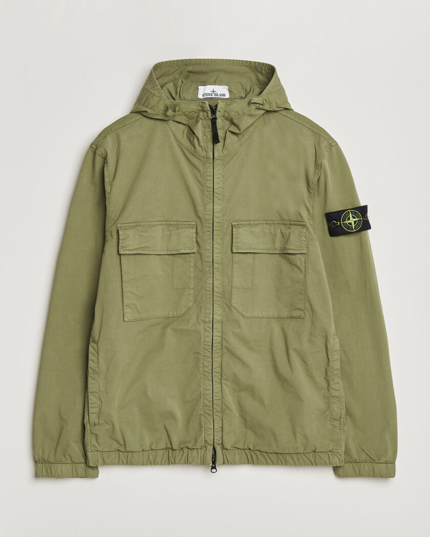 Stone Island Stretch Cotton Twill Hood Jacket Military Green – Green