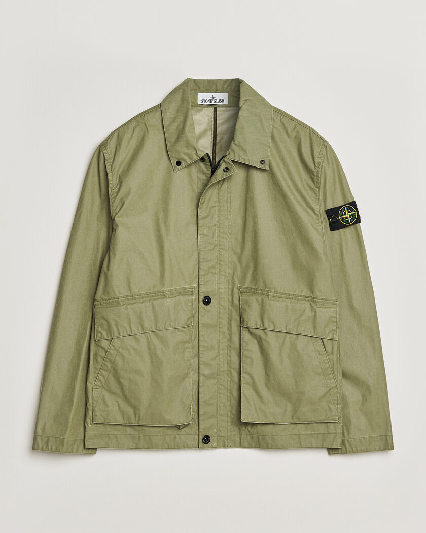 Stone Island Waxed Pigment Cotton Tela Coach Jacket Military Green – Green