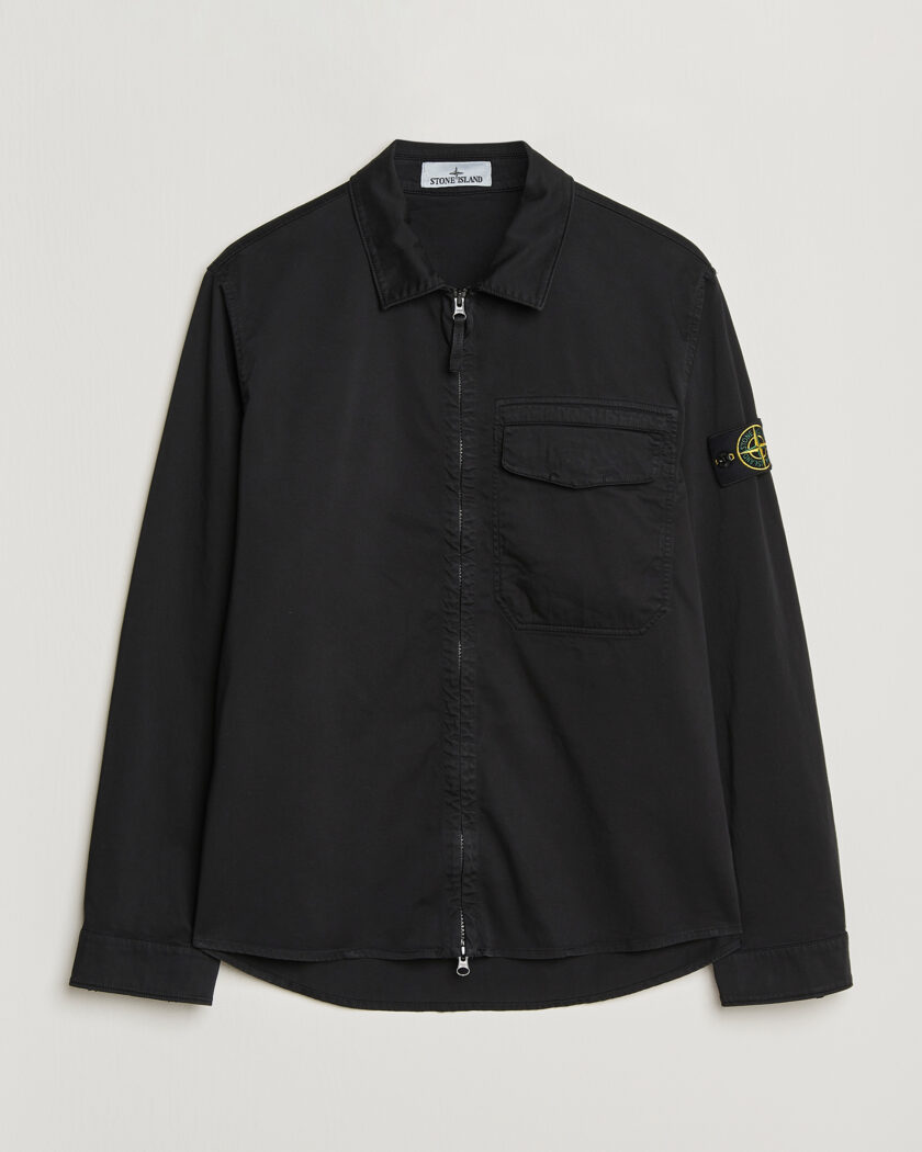 Stone Island Cotton Stretch Zip Overshirt Black – Black