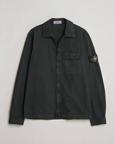 Stone Island Brushed Cotton Canvas Zip Overshirt Black – Black