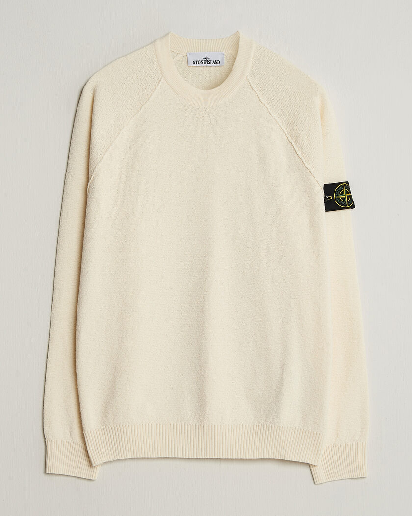 Stone Island Raw Hand Organic Cotton Crewneck Ivory – White