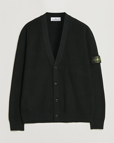 Stone Island Ribbed Soft Organic Cotton Cardigan Black – Black