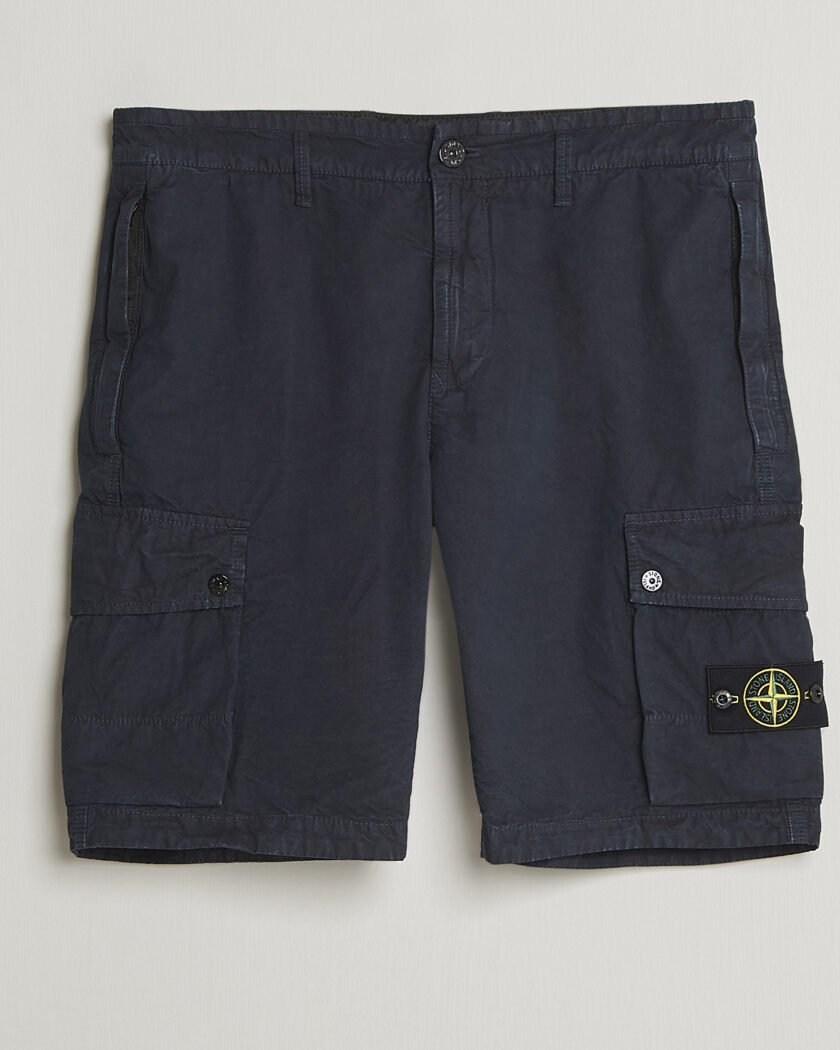 Stone Island Brushed Cotton Canvas Cargo Shorts Navy – Blue
