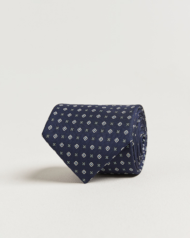 E. Marinella 3-Fold Printed Silk Tie Navy – Blue