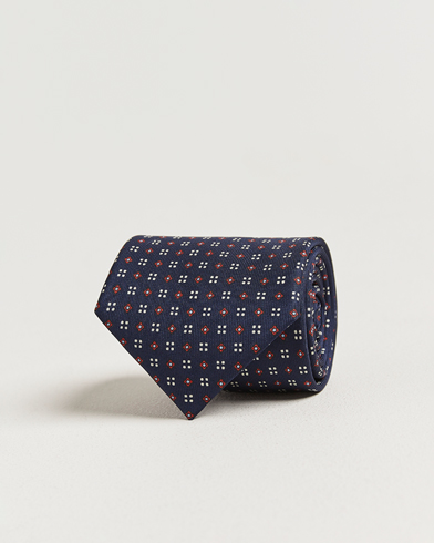E. Marinella 3-Fold Printed Silk Tie Navy – Blue