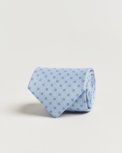 E. Marinella 3-Fold Printed Silk Tie Light Blue – Blue