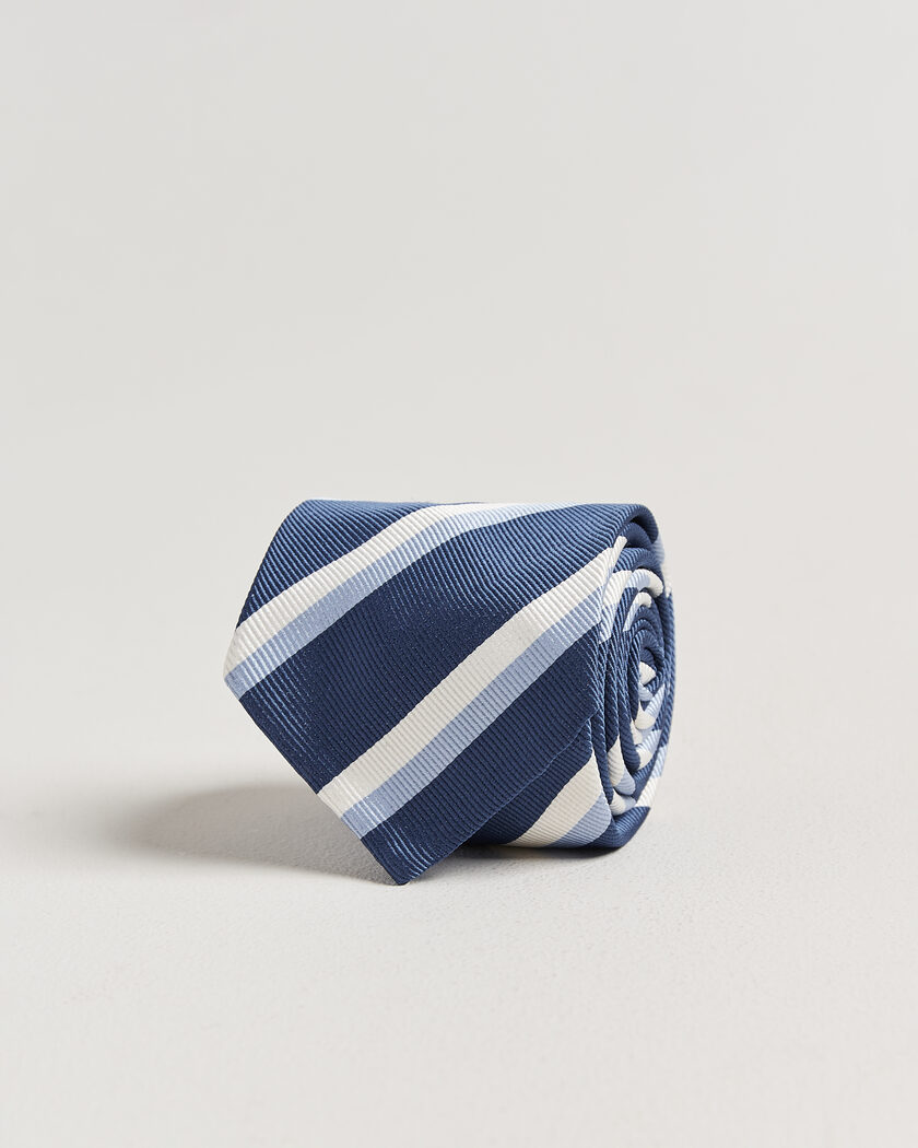 Finamore Napoli Regimental Stripe Silk Tie Blue/White – Blue