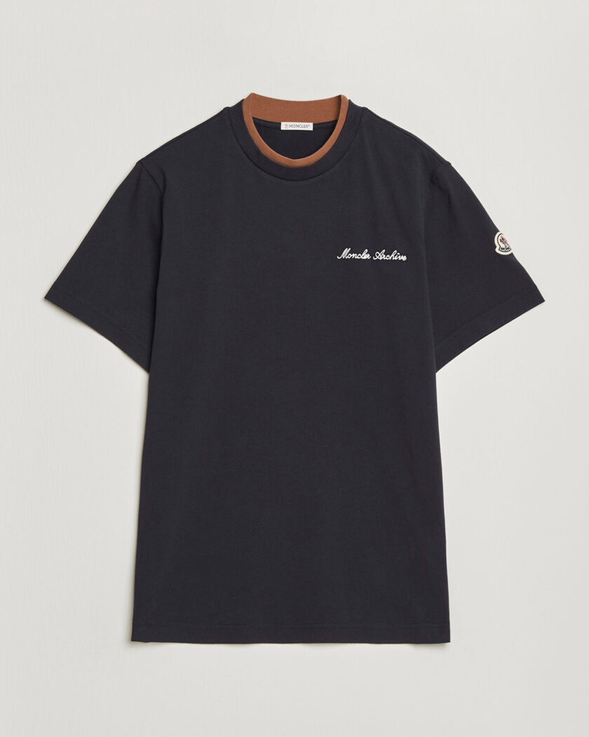 Moncler Embroidered Logo T-Shirt Navy at CareOfCarl.com