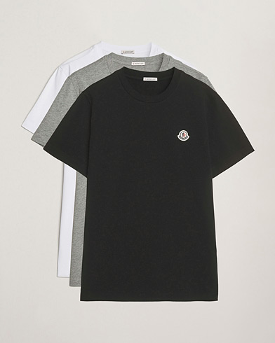 Moncler 3-Pack Logo T-Shirts Black/White/Grey – Black