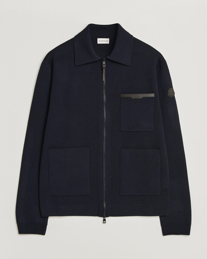 Moncler Zip Wool Cardigan Navy – Blue
