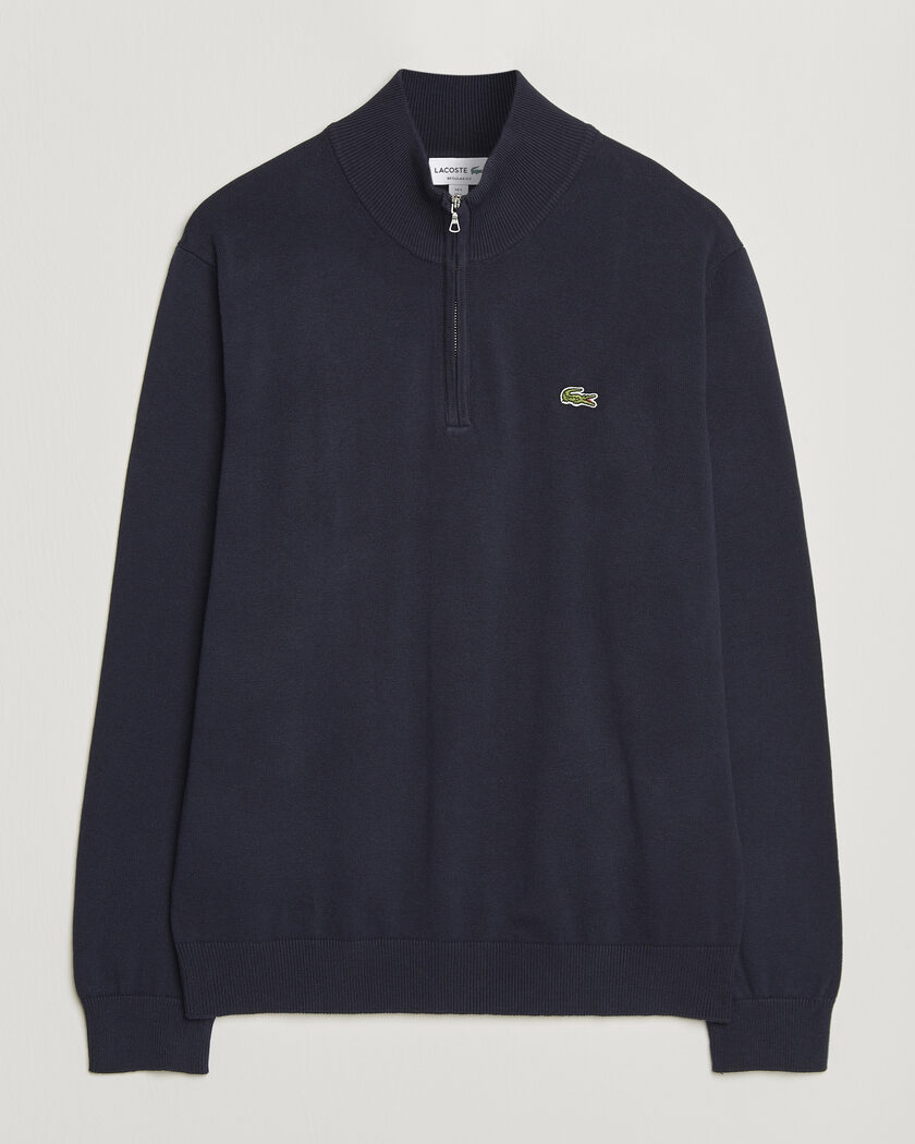 Lacoste Cotton Knitted Half Zip Navy Blue – Blue
