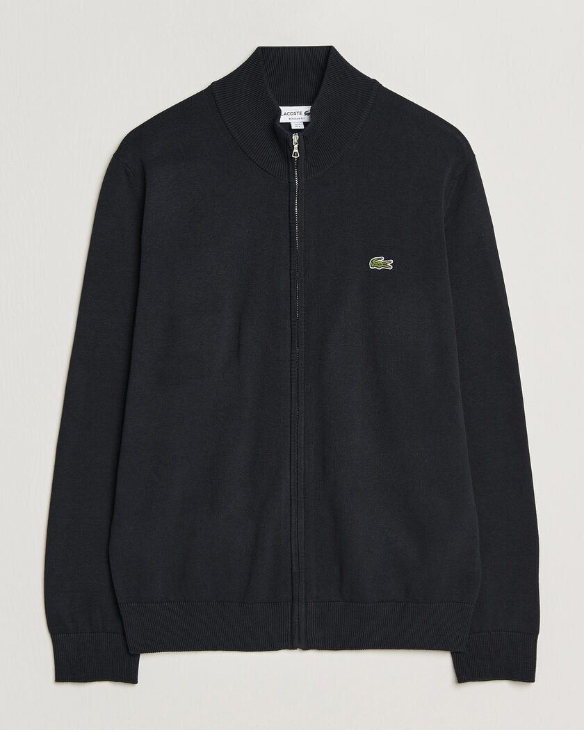 Lacoste Cotton Knitted Full Zip Black – Black
