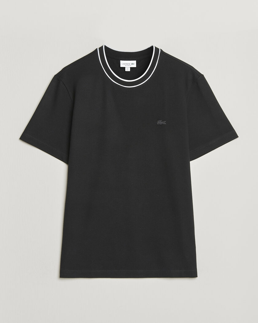 Lacoste Contrast Rib Piqué T-Shirt Black – Black