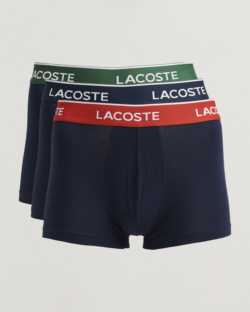 Lacoste 3-Pack Stretch Cotton Trunks Navy Blue – Blue