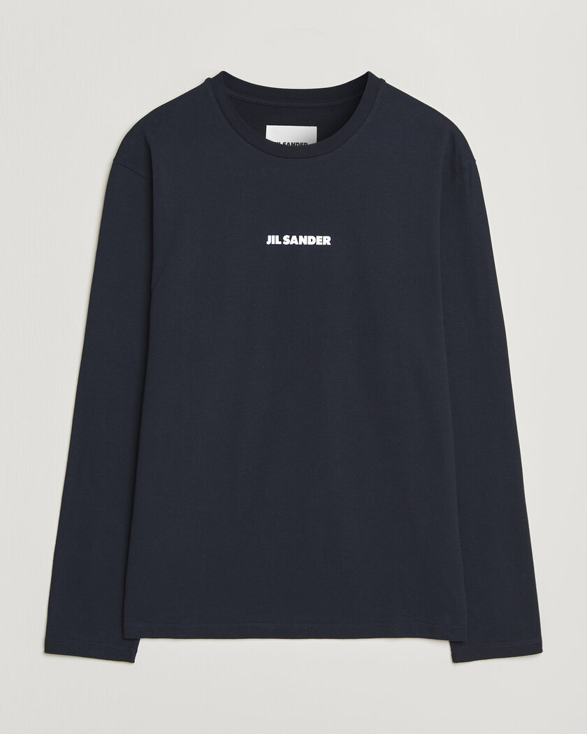 Jil Sander Long Sleeve Logo T-Shirt Navy – Blue