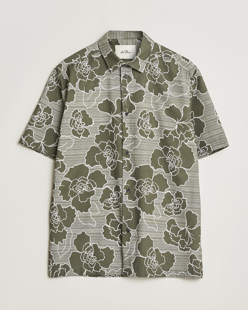 LES DEUX Charlie Poppy AOP Short Sleeve Shirt Olive Night – Green