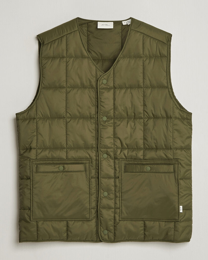 LES DEUX Matt Quilted Vest Olive Night – Green