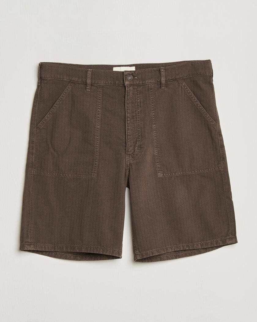 Jeanerica Genua Worker Chino Shorts Chevron Brown – Brown