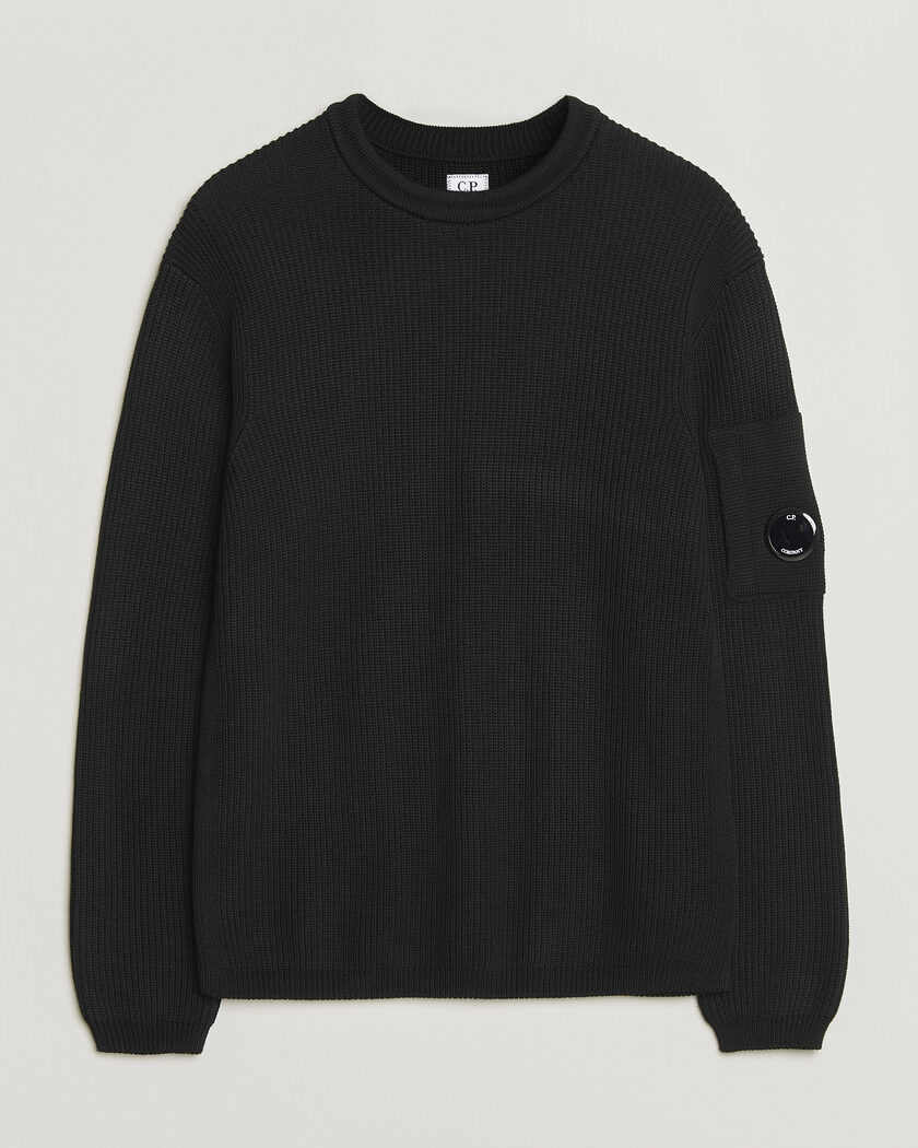 C.P. Company Sea Island Knitted Cotton Crewneck Black – Black