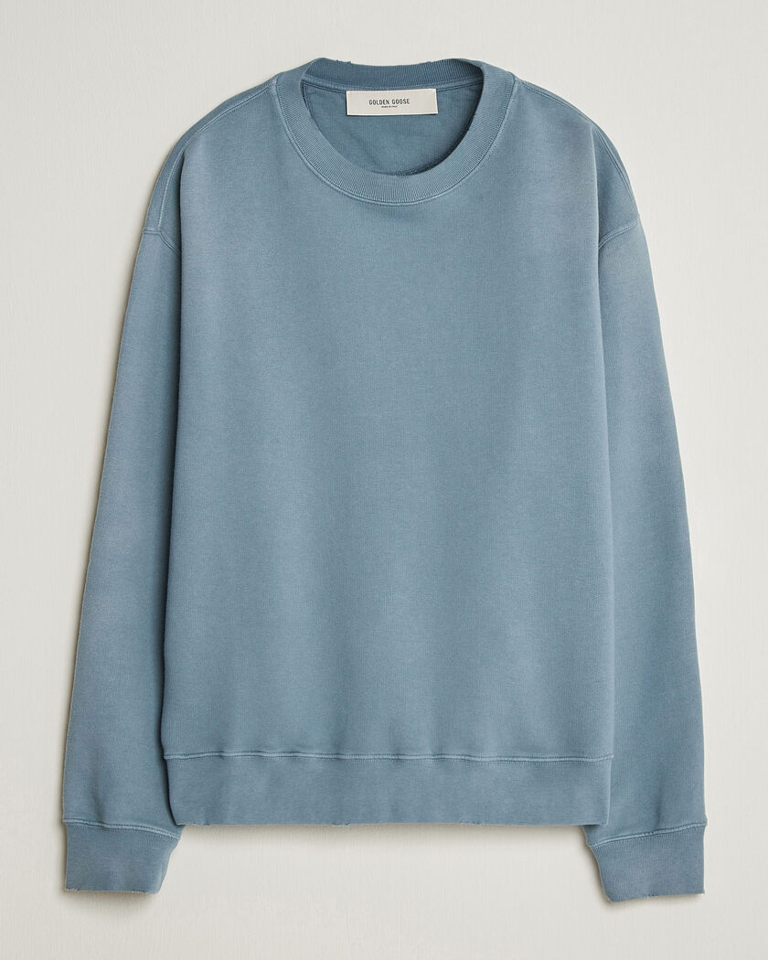 Golden Goose Boxi Faded Cotton Sweatshirt Windward Blue – Blue