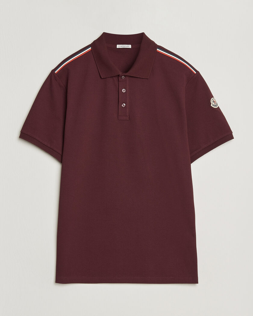 Moncler Tricolore Shoulder Polo Burgundy – Red