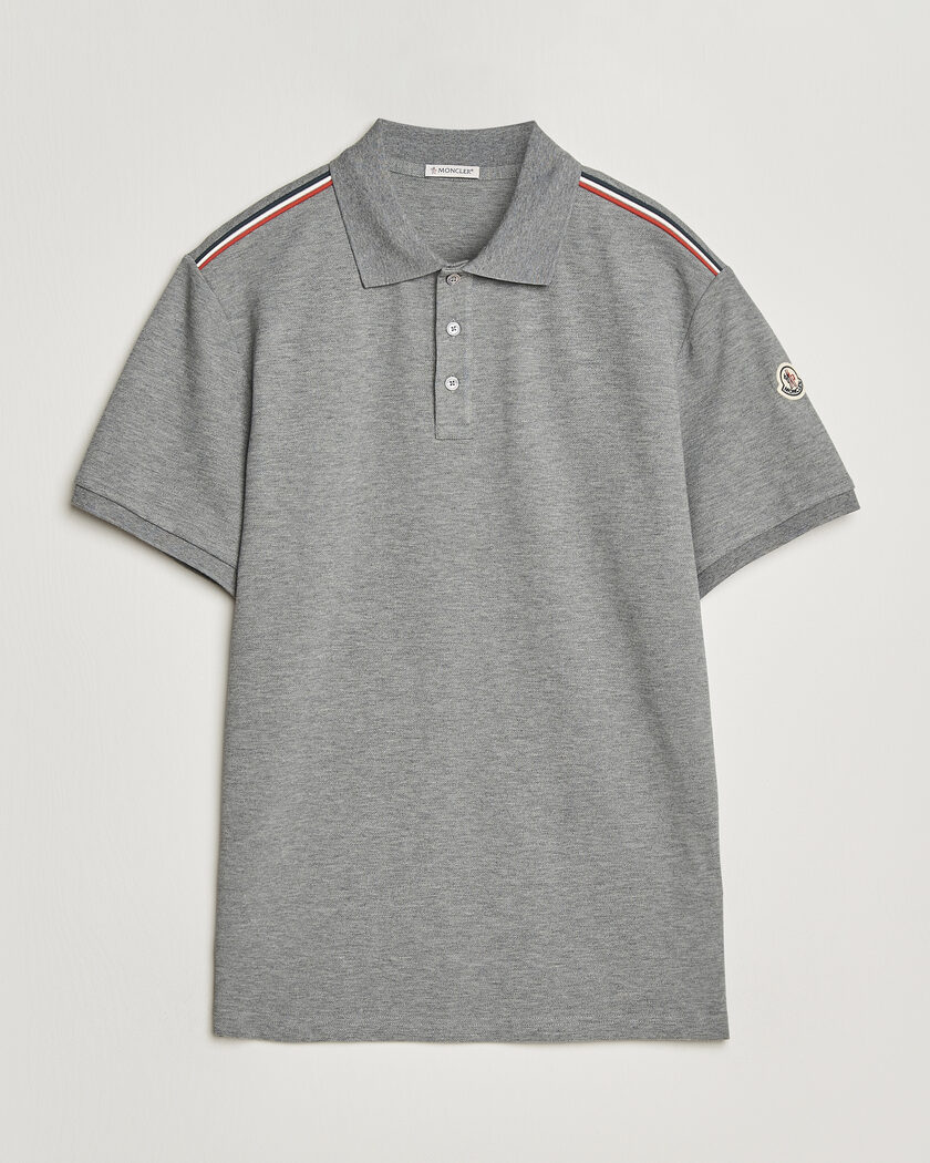 Moncler Tricolore Shoulder Polo Light Grey – Grey