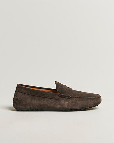 Tod's Gommino Carshoe Dark Brown Suede – Brown