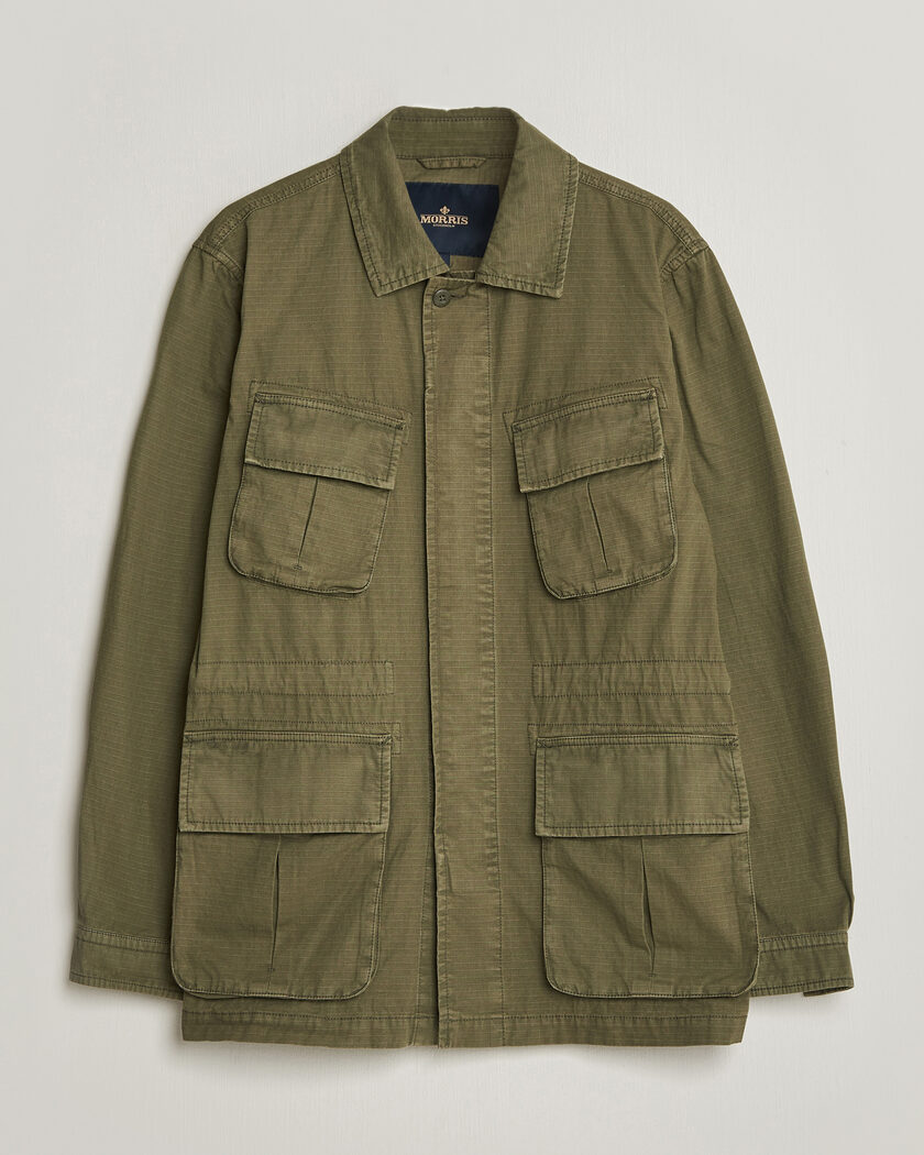 Stone Island Raso Gommato 3L Cotton Hooded Field Jacket Military