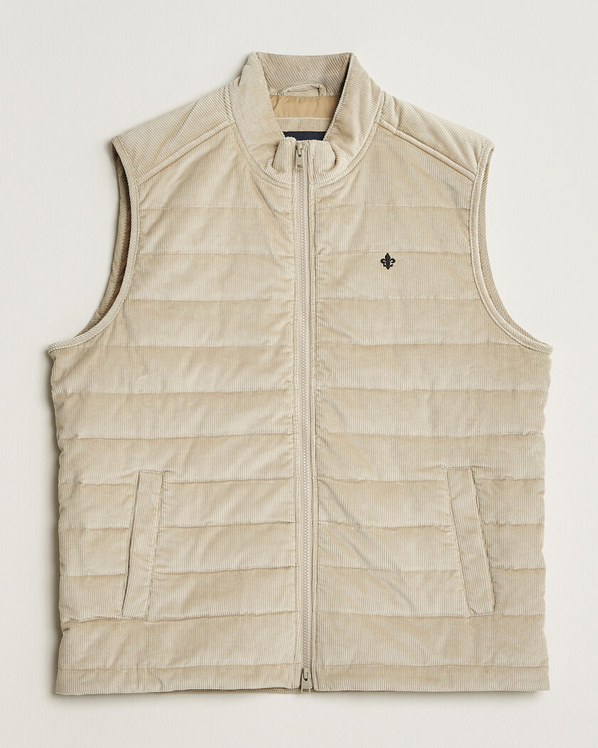 Morris Teddy Quilted Corduroy Vest Khaki – Beige