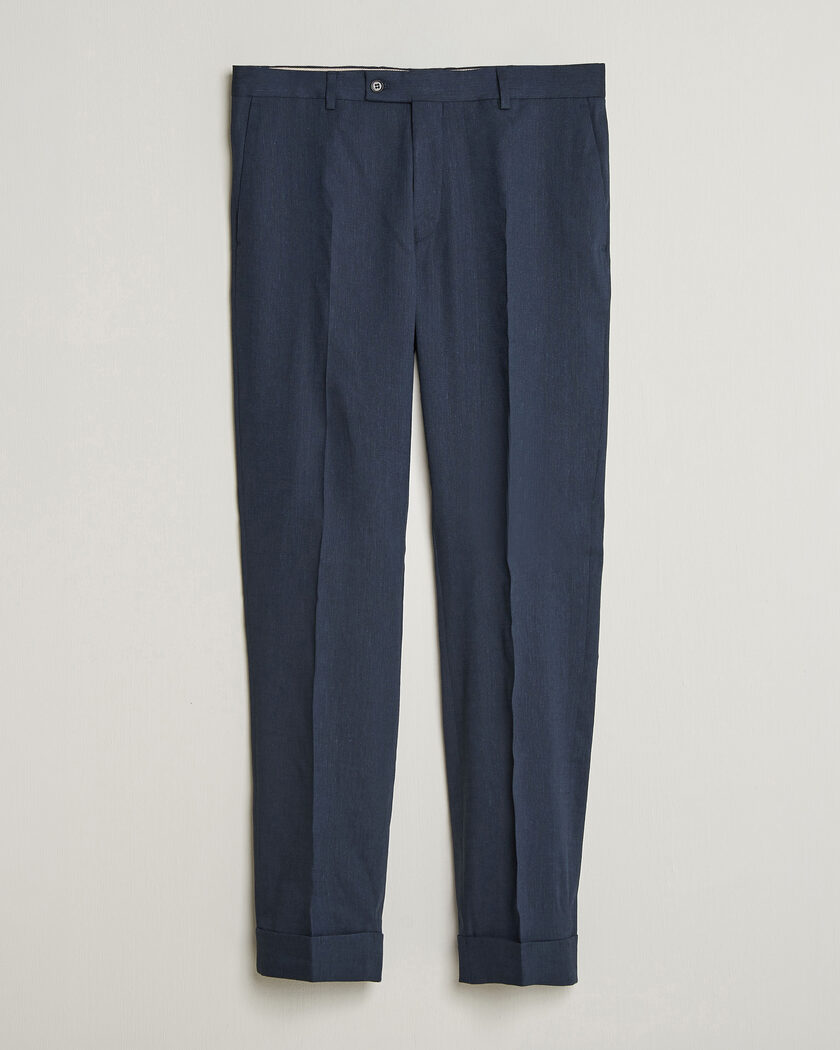 Morris Jack Linen Trousers Navy – Blue