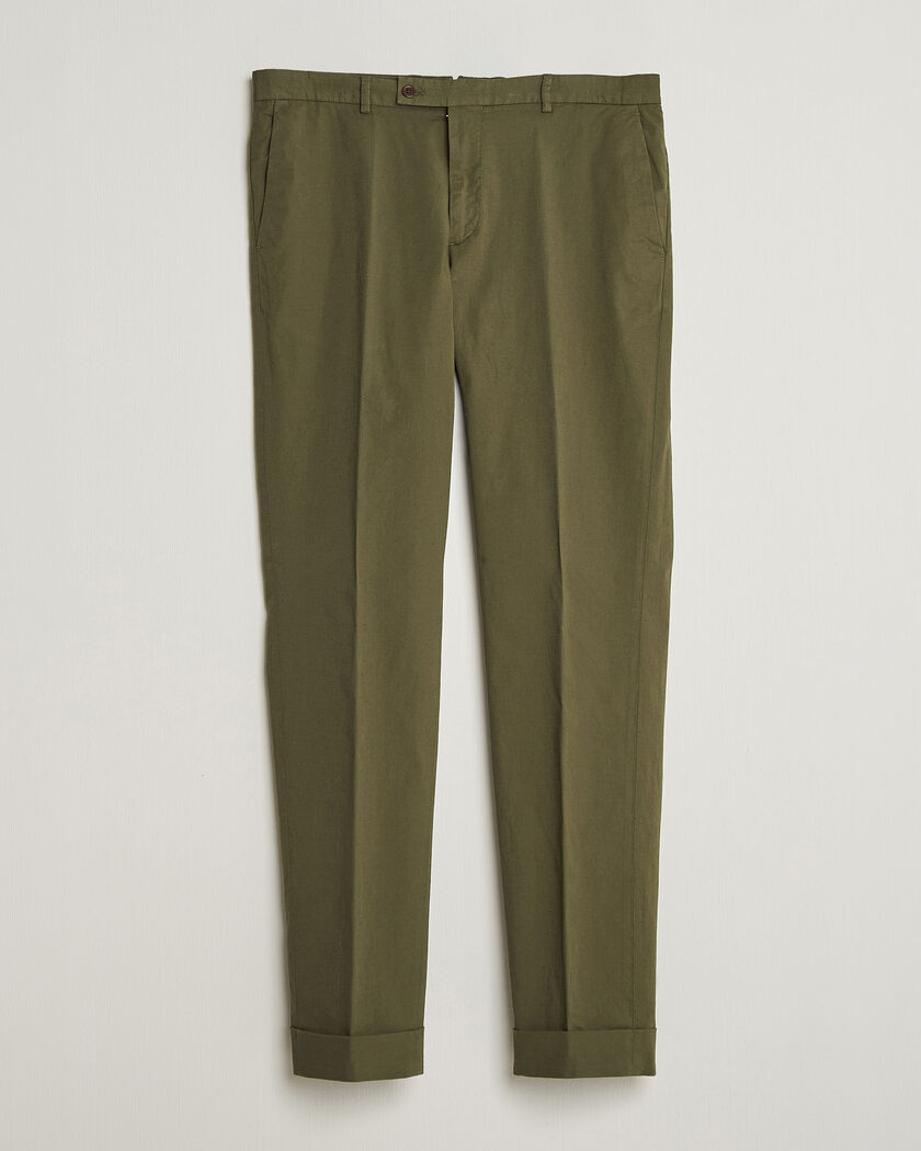 Morris Jack Washed Cotton Trousers Olive – Green