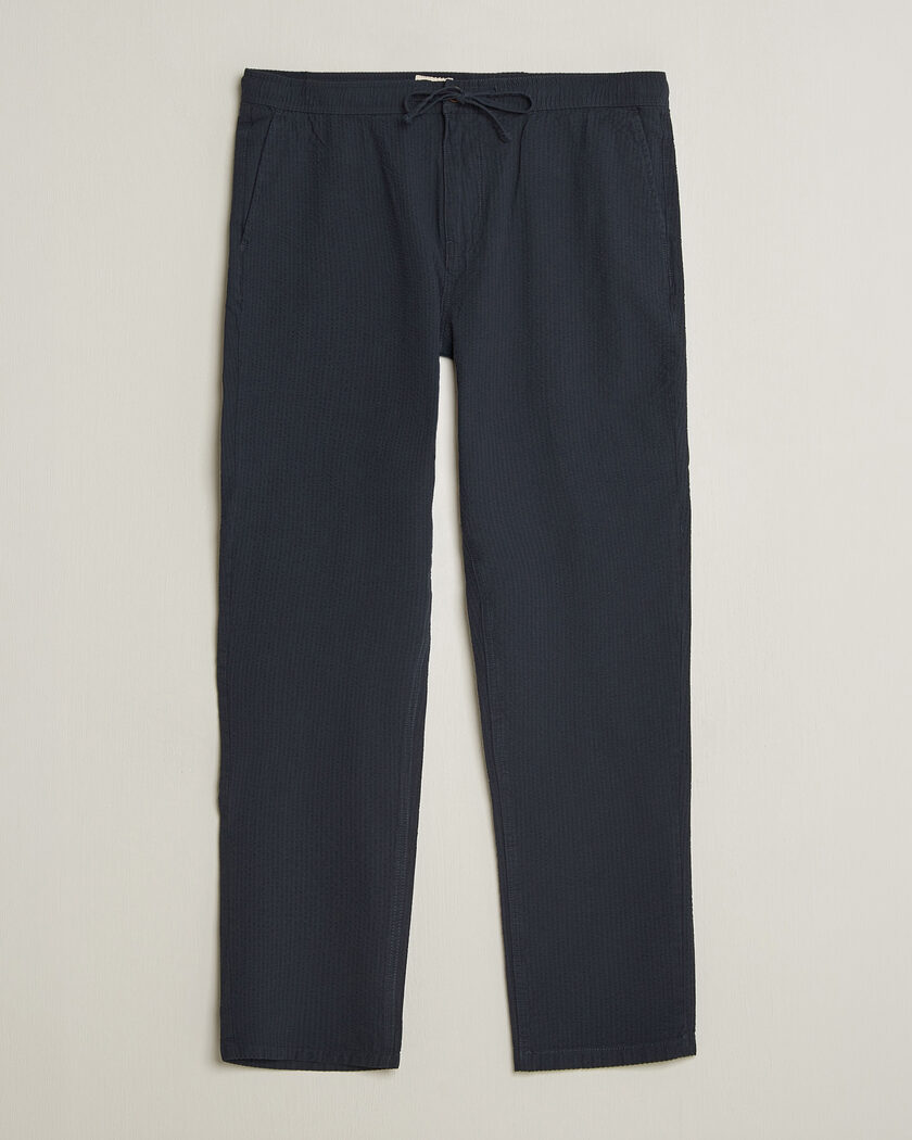 A.P.C. Joaquin Seersucker Drawstring Trousers Dark Navy at