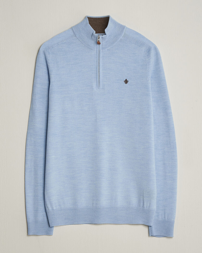 Morris John Merino Half-Zip Light Blue – Blue