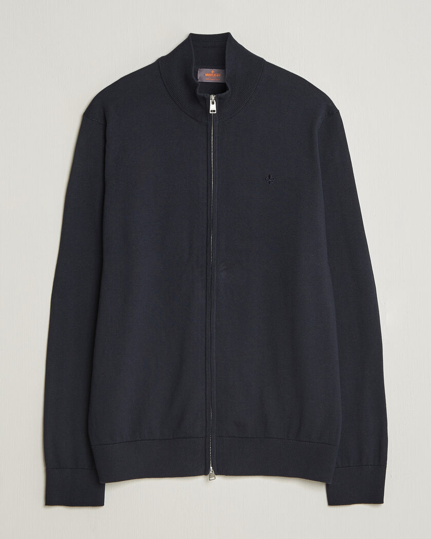 William Lockie Rob Lambswool Cardigan Navy at CareOfCarl.com