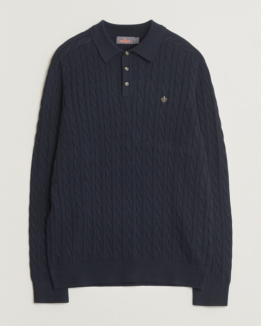 Auralee Wool Knit Polo Navy at CareOfCarl.com