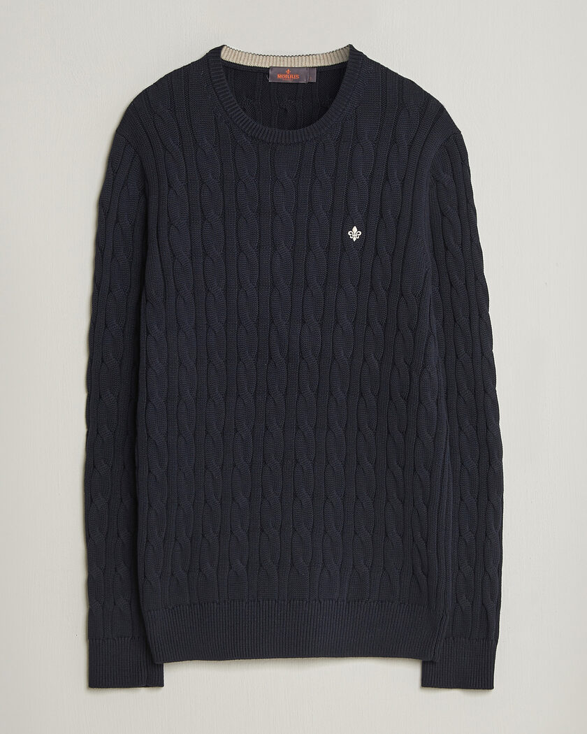 William Lockie Rob Lambswool Crewneck Navy at CareOfCarl.com