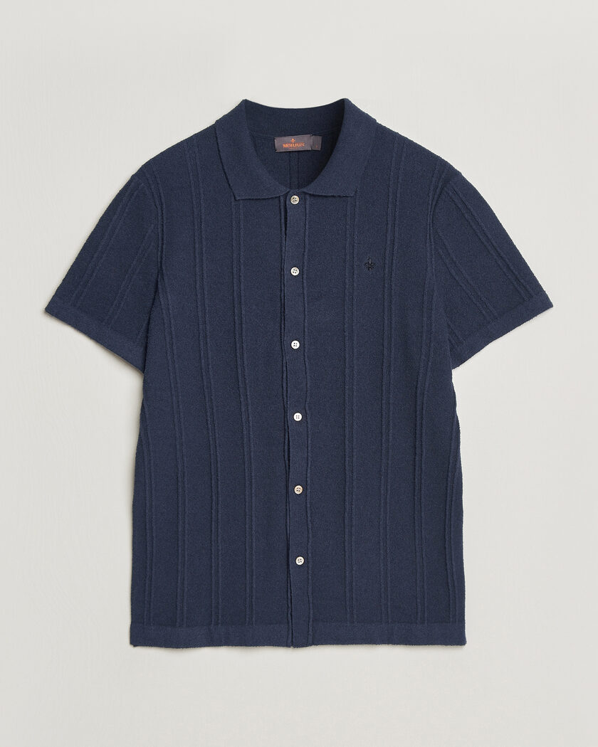 Morris Clayton Knitted Short Sleeve Shirt Dark Blue – Blue