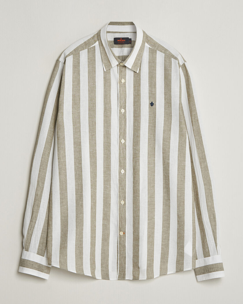 Morris Douglas Linen Striped Shirt Green/White – Multi-colour