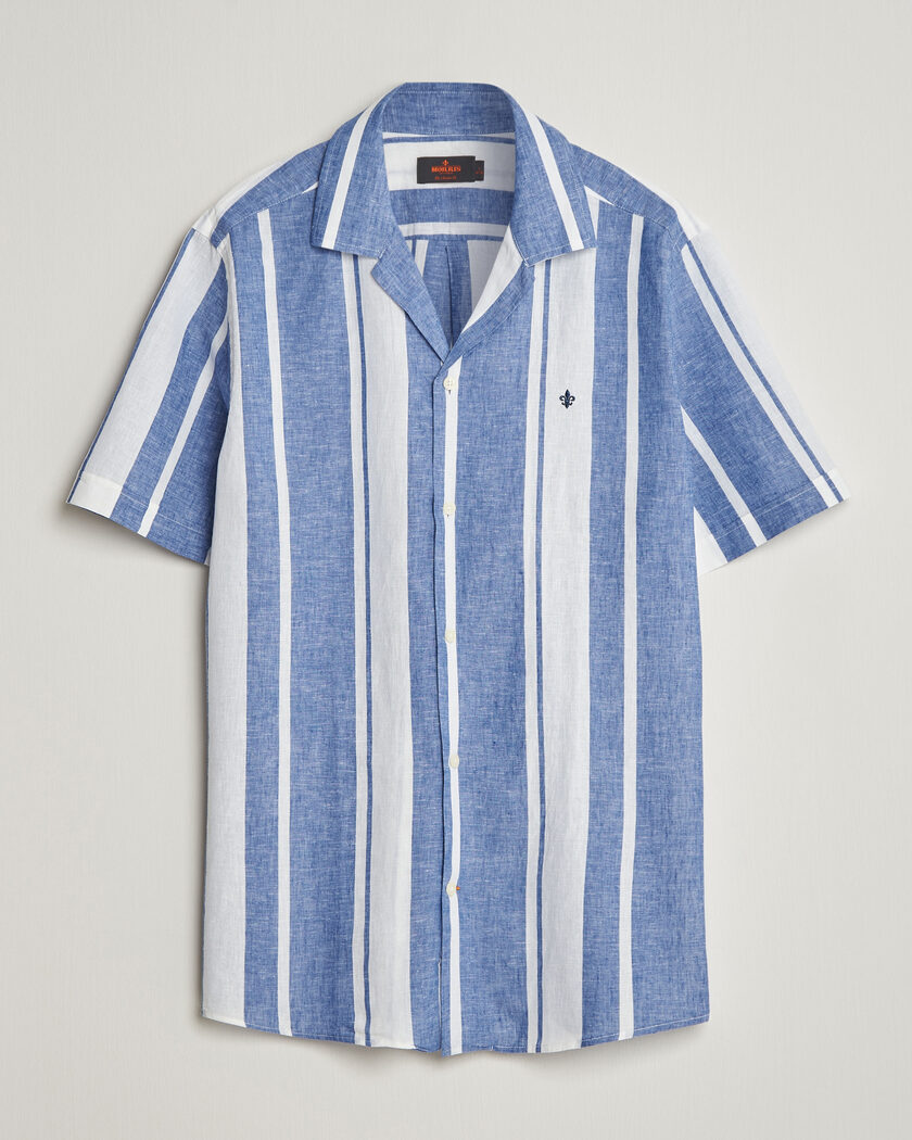Morris Resort Short Sleeve Linen Shirt Blue – Blue