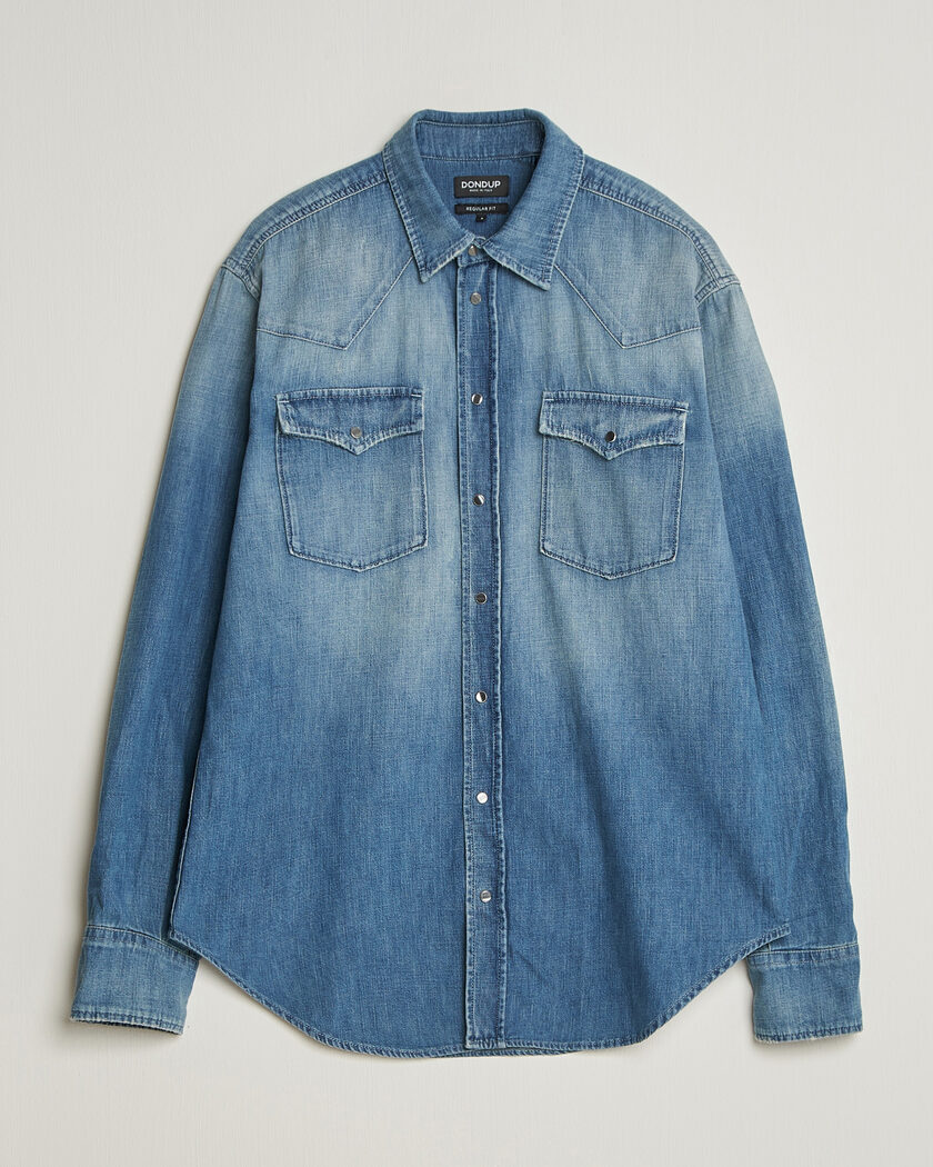 Dondup Regular Fit Denim Shirt Medium Blue – Blue