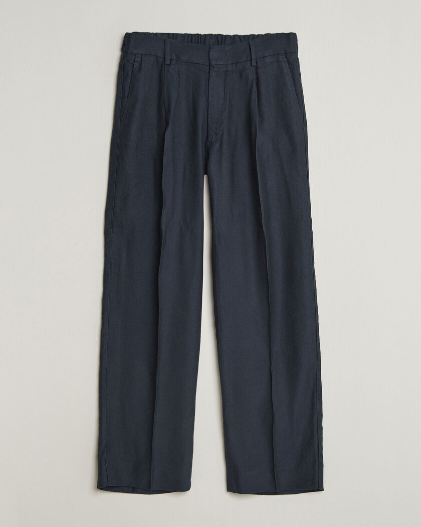 A.P.C. Joaquin Seersucker Drawstring Trousers Dark Navy at