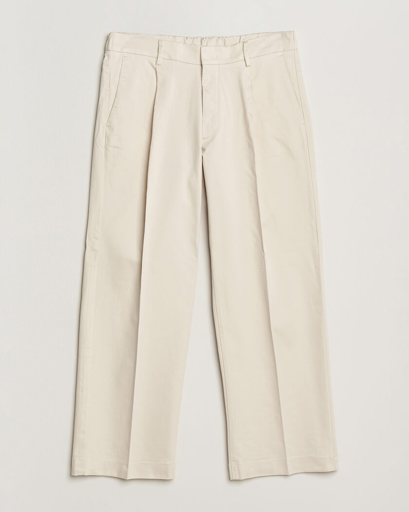 NN07 Kay Cotton Pleated Trousers Ivory – Beige