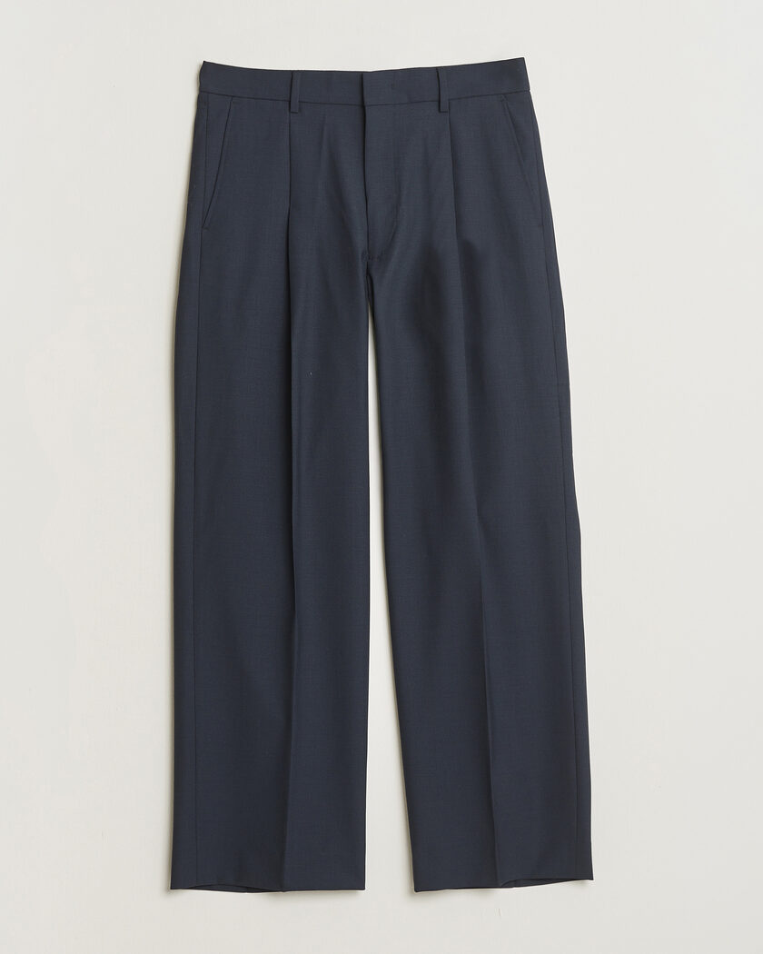 NN07 Kay Summer Wool Drawstring Trousers Deep Navy – Blue