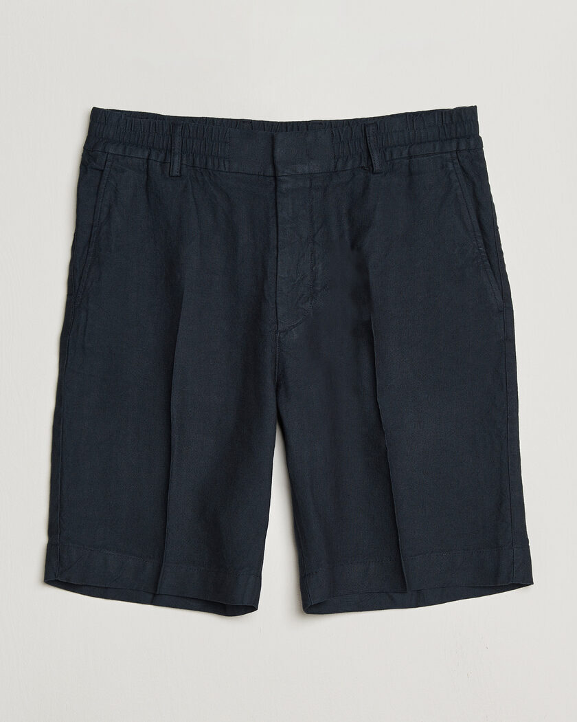 Maison Kitsuné Seersucker Drawstring Shorts Navy at CareOfCarl.com