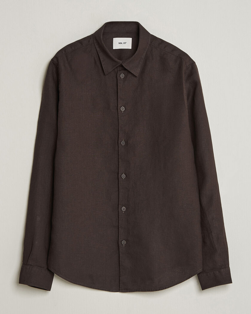 NN07 Enzo Linen Shirt Deep Truffle – Brown