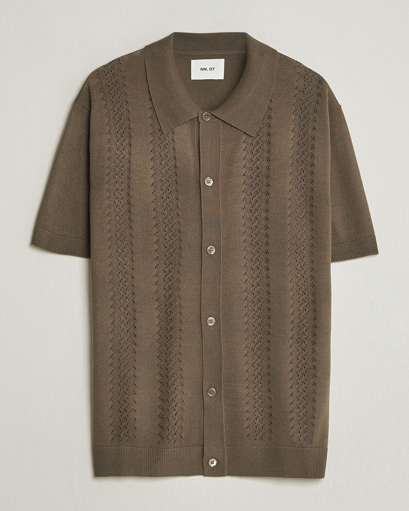 NN07 Thor Knitted Short Sleeve Shirt Mable Husk – Green